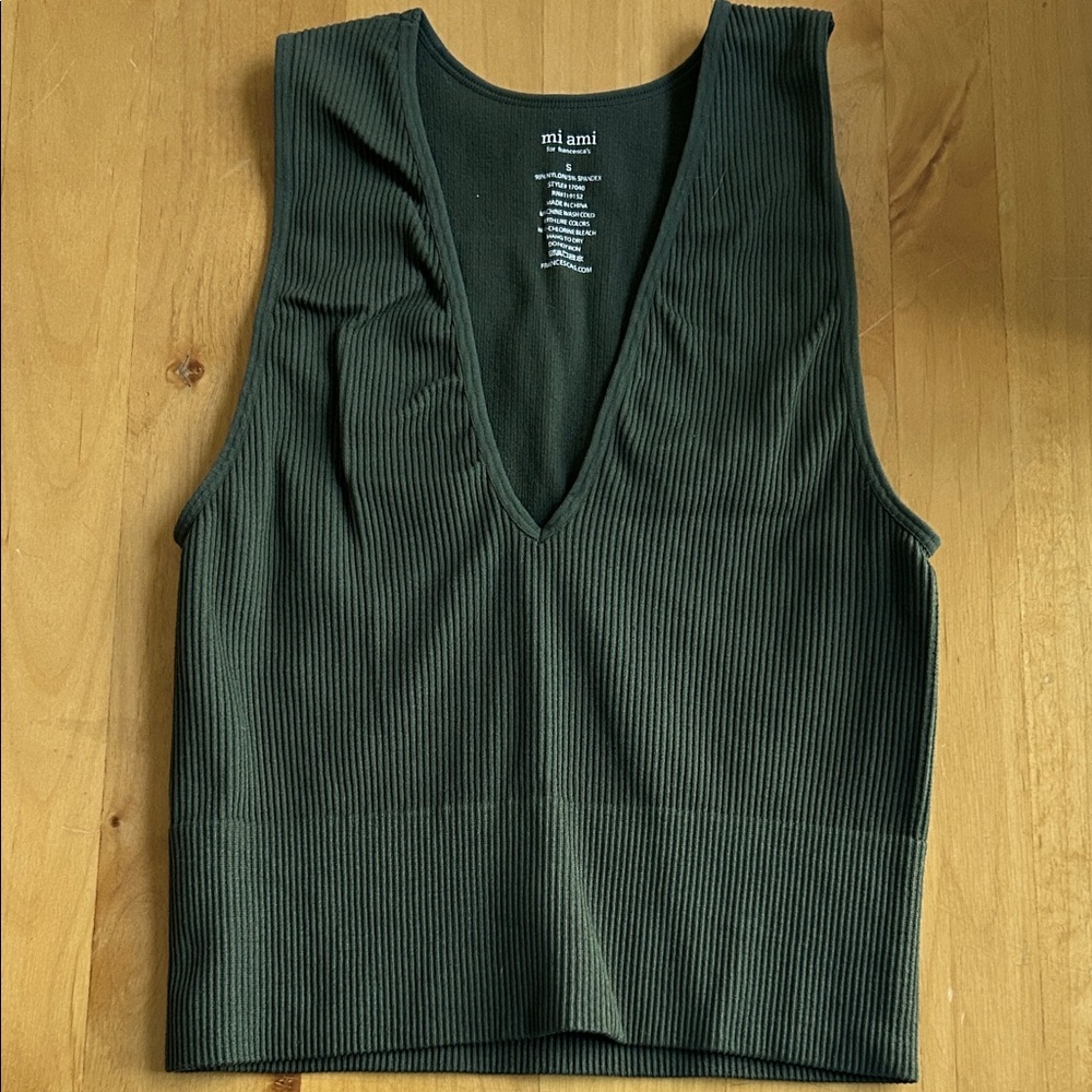 miami Deep Green Ribbed Tank Top